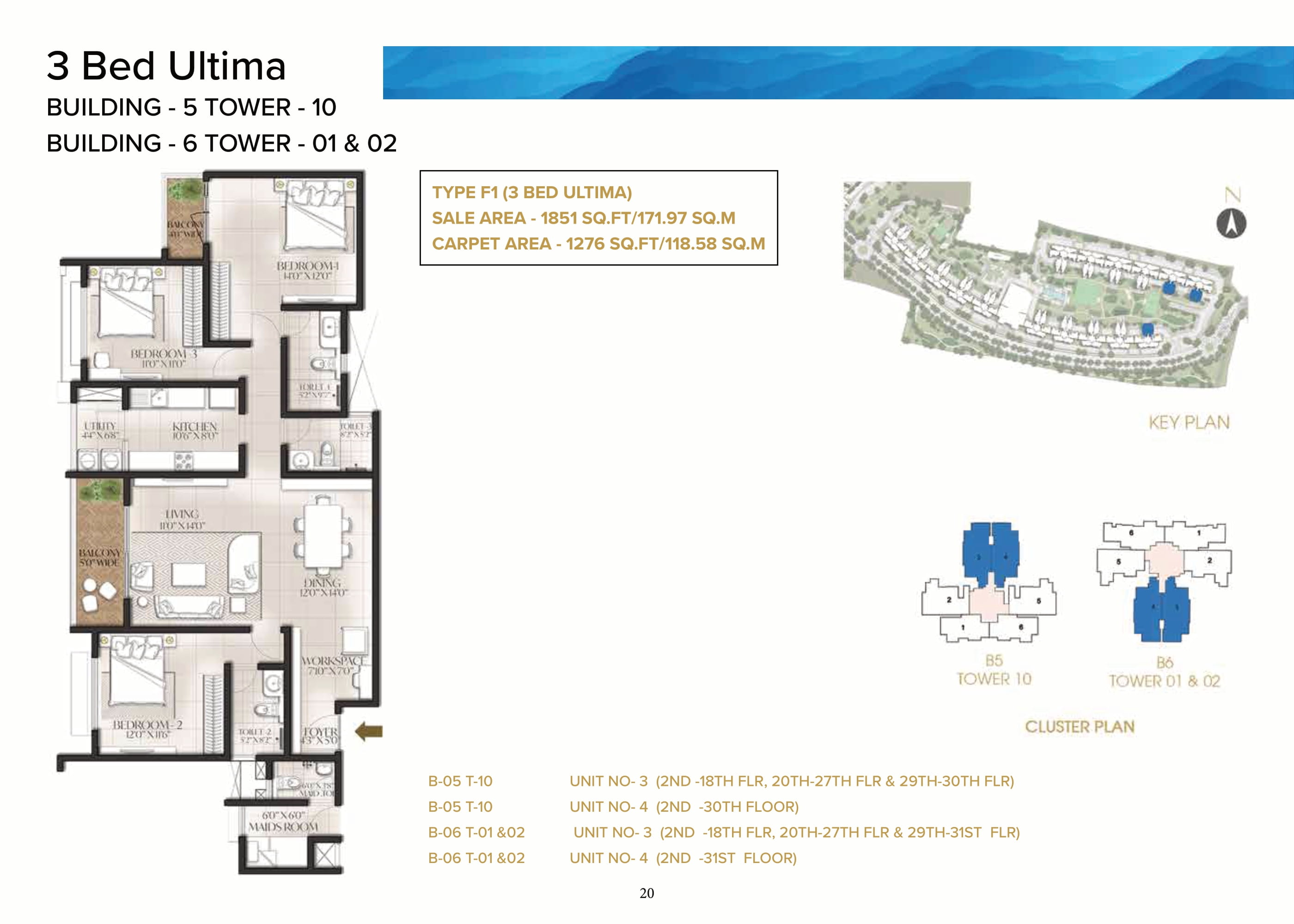 Prestige Meridian Park 3 BHK Floor Plan